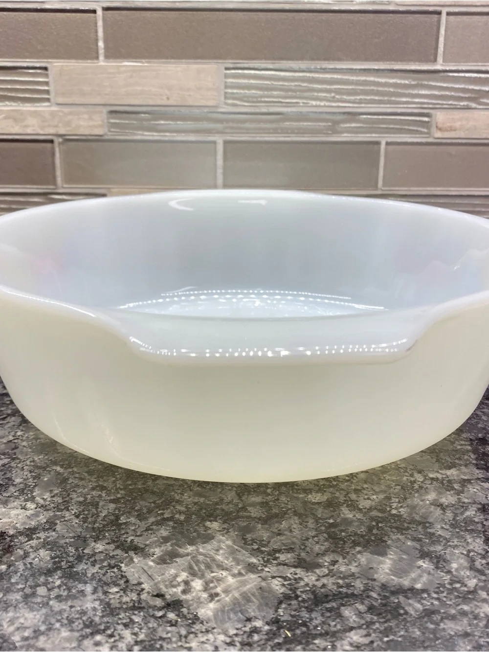Anchor Hocking Fire King Natures Bounty Fruit Pattern Milk Glass Casserole Dish